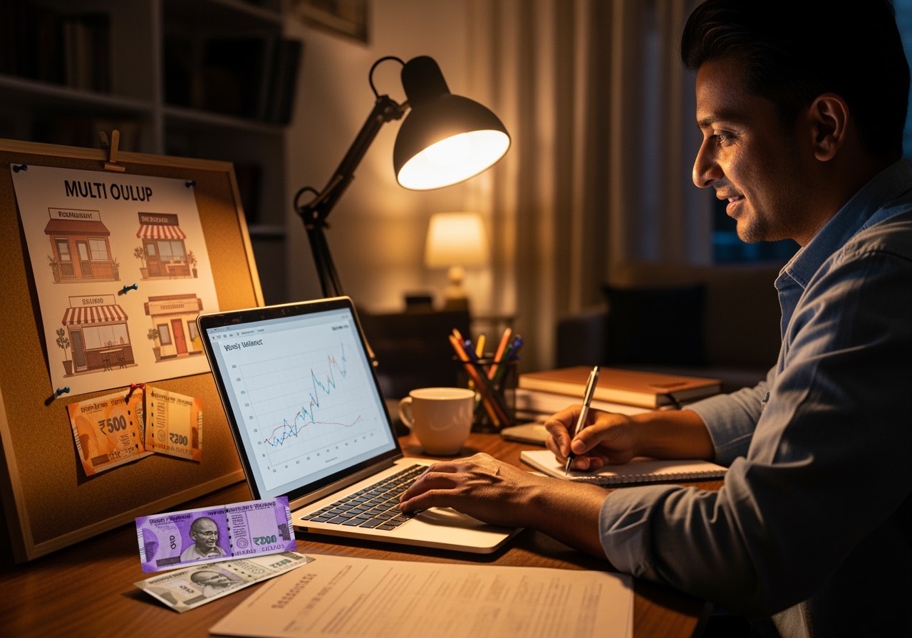 Owner reviewing weekly variance pattern across outlets on laptop